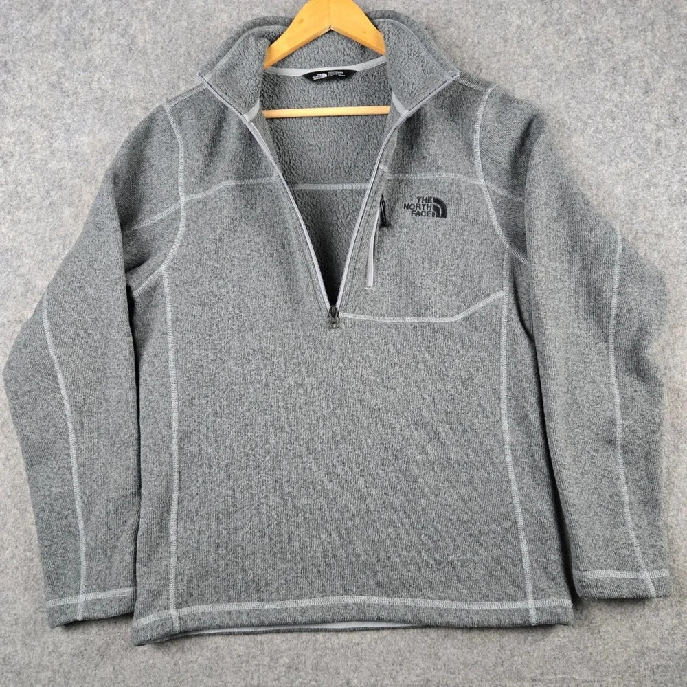 The North Face Gordon Lyons 1/4 Zip Sweatshirt Mens Small Gray Fleece Pullover
